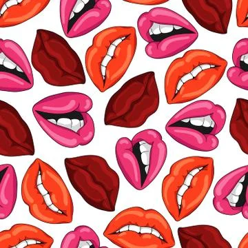Pattern with sexy red lips. Stock Illustration