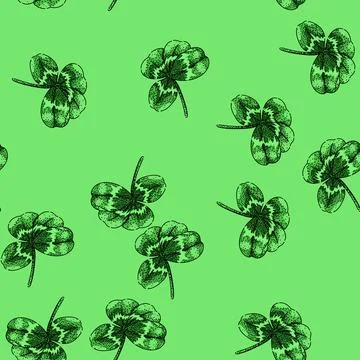 Pattern shamrock clover sketch hand drawn Stock Illustration