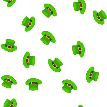 Pattern shamrock green hat patrick cartoon vector Stock Illustration