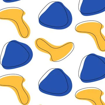 Pattern with shapes and doodle blob Stock Illustration