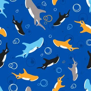 Pattern with a shark hammer Stock Illustration