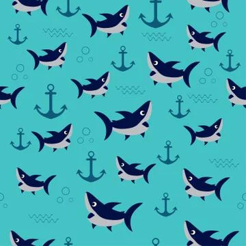 Pattern with shark Illustrazione stock