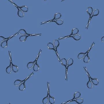 Pattern sharp scissors sketch hand drawn Stock Illustration