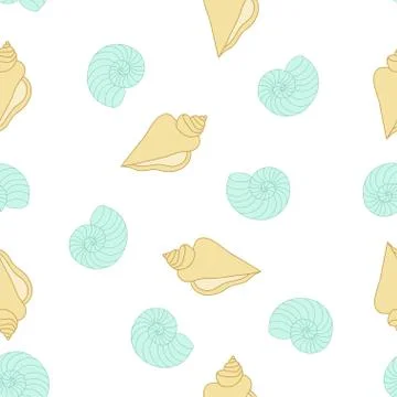 Pattern with shells on white イラスト素材