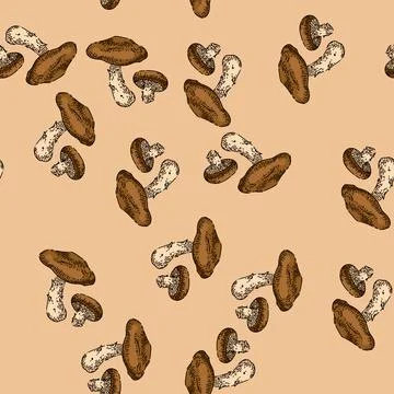 Pattern shiitake mushroom sketch hand drawn 스톡 일러스트