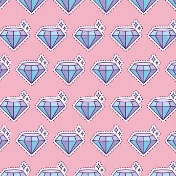 Pattern with shining diamond, patch style Stock Illustration