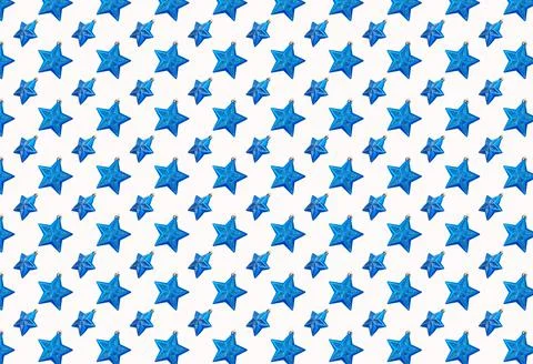 Pattern with shiny blue decorations in the shape of stars for New Year and A  Stock Illustration