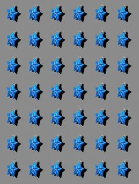 A pattern with shiny blue star-shaped decorations for New Year and Christmas. Stock Illustration