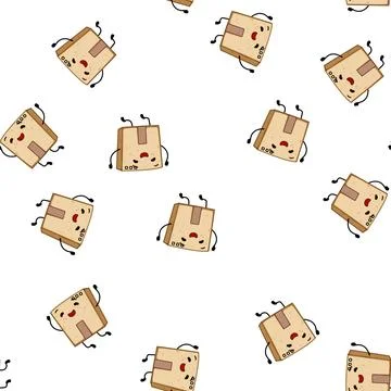 Pattern shipping cardboard box character cartoon vector イラスト素材