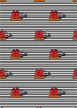 Pattern with ships with RED sails on black line Stock Illustration