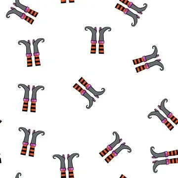 Pattern shoes witch legs cartoon vector Stock Illustration