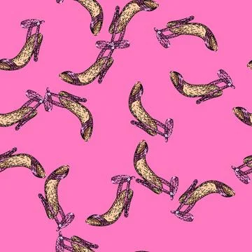 Pattern shop high heel shoes sketch hand drawn Stock Illustration