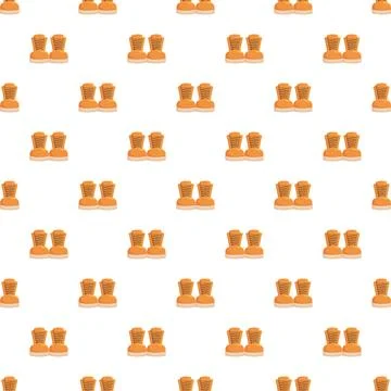 Pattern showing orange work boots scattered on white background イラスト素材