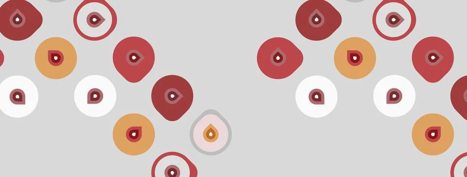Pattern shows circles, varying sizes, colors. Reddish tones dominate, beige Stock Illustration