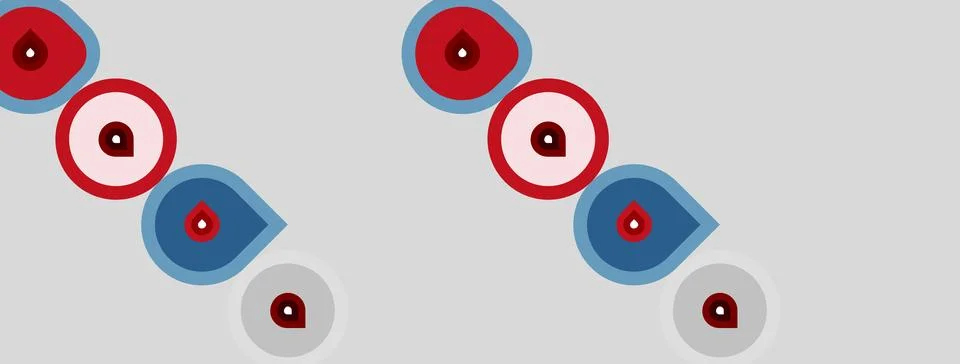 Pattern shows curling stones, red centers, blue sections, white outer rings. Stock Illustration
