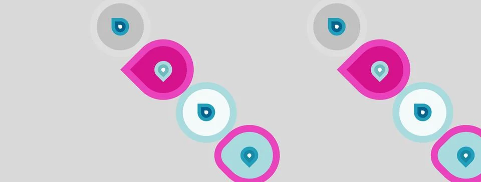 Pattern shows pink speech bubbles, blue droplets. Simple design, light Stock Illustration