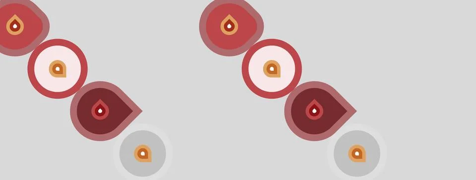 Pattern shows repeating circles, varying sizes, reddish hues. Smaller drops Illustrazione stock