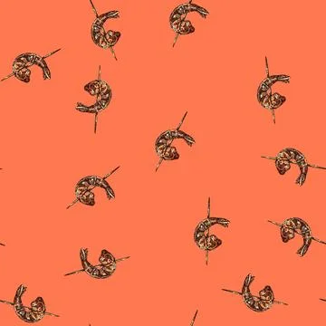 Pattern shrimp fried sketch hand drawn イラスト素材