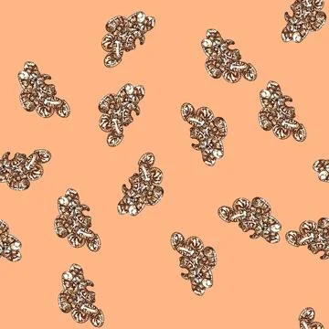 Pattern shrimp peeled sketch hand drawn Stock Illustration