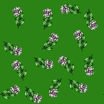 Pattern shrub gardenia sketch hand drawn Stock Illustration
