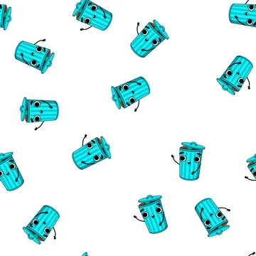 Pattern sign trash bin character cartoon vector Stock Illustration