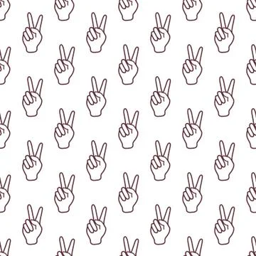 Pattern with sign of victory. Gesture of the hand. Stockillustratie