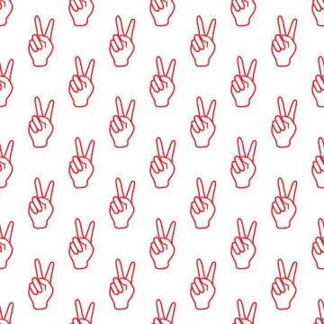 Pattern with sign of victory. Gesture of the hand. 스톡 일러스트