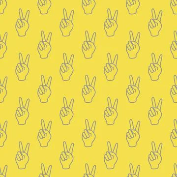 Pattern with sign of victory. Gesture of the hand. 스톡 일러스트