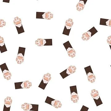Pattern silhouette cat paw cartoon vector Stock Illustration