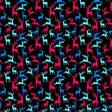 Pattern with silhouette deers Stock Illustration