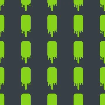 Pattern from silhouette melting ice cream in a minimalistic dark style green Stock Illustration