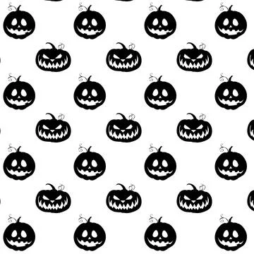 Pattern silhouette pumpkins, seamless wallpaper with black autumn Stock Illustration