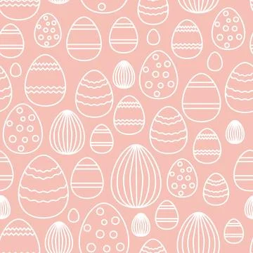 Pattern with silhouettes of Easter eggs on a pink background. Stock Illustration