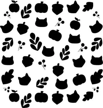 Pattern of silhouettes of forest animals and nature	 Stock Illustration