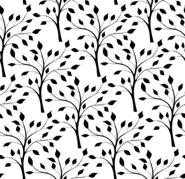 Pattern with silhouettes of trees Stock Illustration