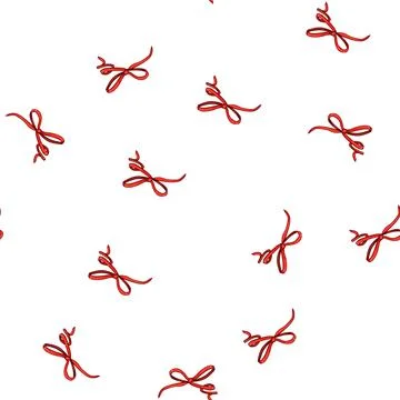 Pattern silk red bow ribbon cartoon vector Stock Illustration