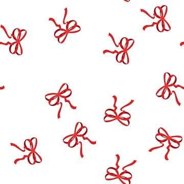 Pattern silk red bow ribbon cartoon vector Illustrazione stock