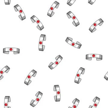 Pattern Silver bracelet with red gemstone Illustrazione stock