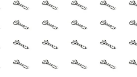 Pattern with silver keys on white background, seamless looping, 4K 60fps Stock Footage 169488150