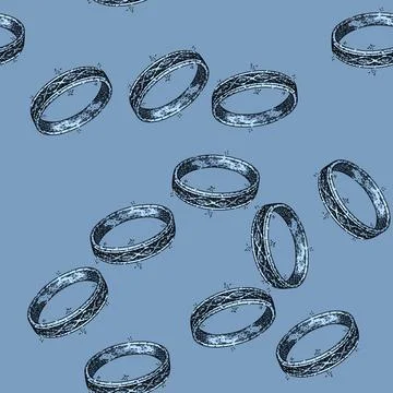 Pattern silver ring jewelry sketch hand drawn Stock Illustration