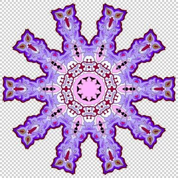 Pattern, similar to gearwheel. Ten rays. Different colors, violet shade. Illustration