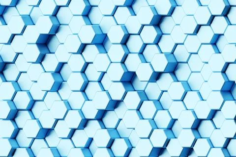 Pattern of simple geometric hexagonal shapes, mosaic background. 3d illustrat Stock Photos