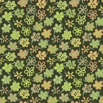 Pattern with simple green flowers Illustrazione stock