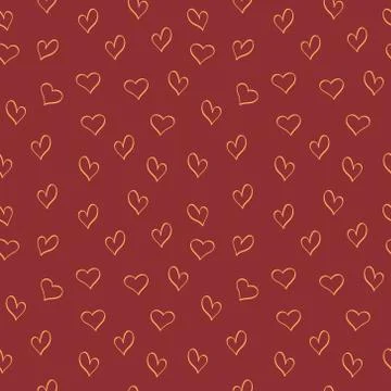 Pattern with simple hand drawn heart shapes Stock Illustration
