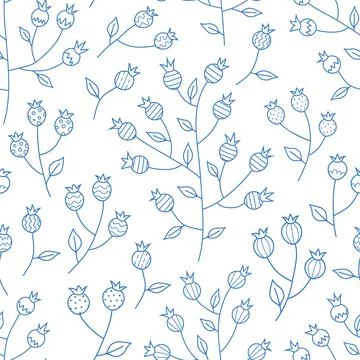 Pattern with simple line blueberry for fabric, wrap, background, wallpaper Stock Illustration