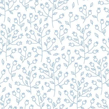 Pattern with simple line blueberry for fabric, wrap, background, wallpaper Stock Illustration