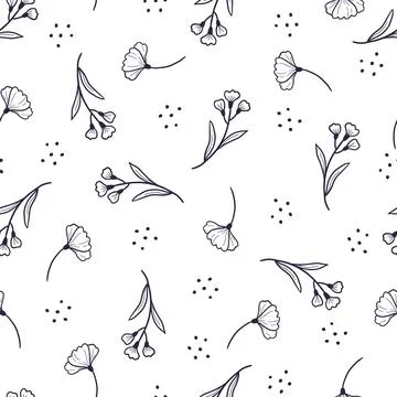 Pattern with simple little flower branch Stockillustratie