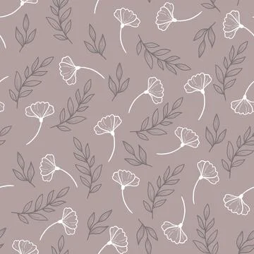 Pattern with simple little flower branch Stock Illustration
