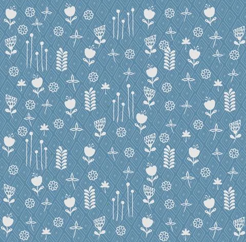 Pattern with simple pretty small flowers. animal illustration Stock Illustration