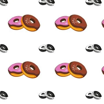 Pattern. Simple things cartoon vector illustration: donuts Stock Illustration